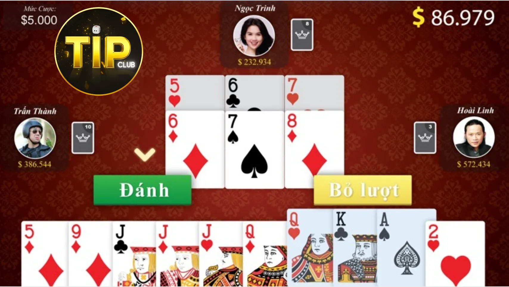 Chơi game bài tại tipclub rất dễ dàng và nhanh chóng