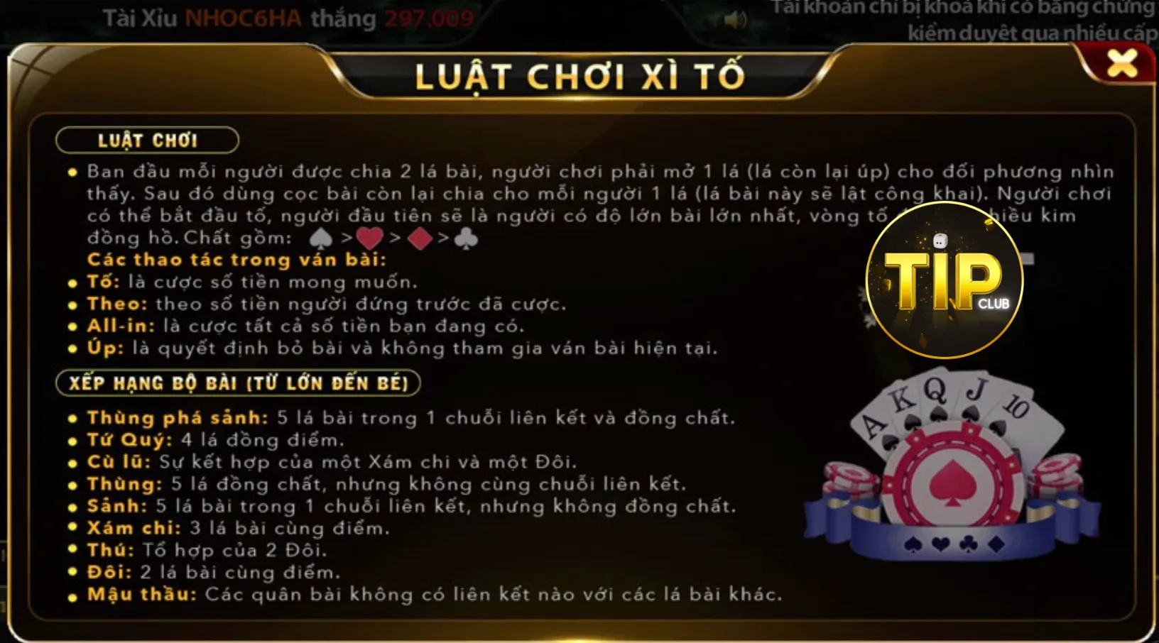 Lựa chọn trong game bài xì tố TipClub